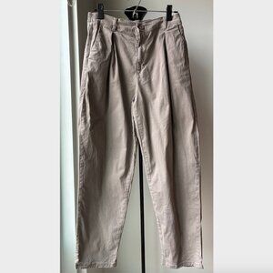 BCBGeneration Gray/Light Brown High Rise Barrel Leg Pant